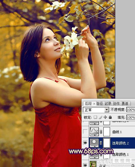Photosho将外景美女图片打造出漂亮的秋季特色的橙黄色效果13