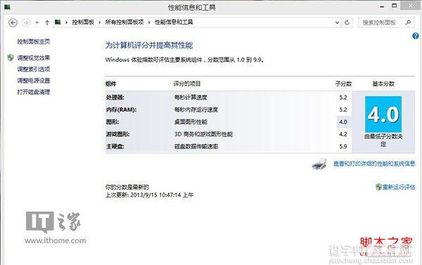 用于电脑硬件性能参考的Win8.1系统体验评分找回方法9