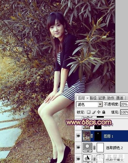 Photosho将给树荫下的美女图片增加上漂亮的橙褐色效果20