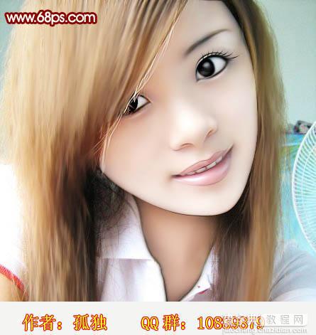 Photoshop 美女头像转为高亮的仿手绘效果10