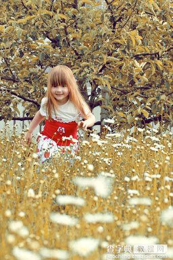 Photoshop将草地儿童照片调成梦幻的橙黄色8