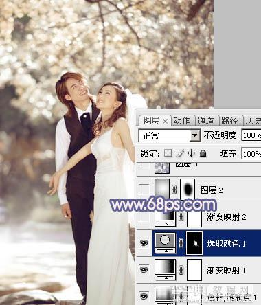 Photoshop将偏暗的外景婚片调成梦幻的淡蓝色9
