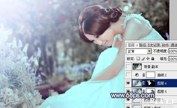 Photoshop为甜美的美女婚片打造出暗调蓝褐色效果30