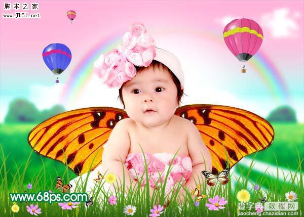 Photoshop 宝宝照片加上梦幻装饰效果31