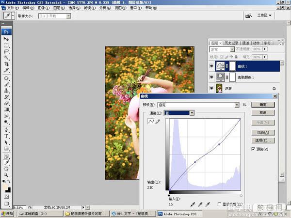 Photoshop将花景人物图片两步打造出柔美的暖色效果7