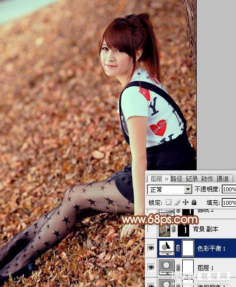 Photoshop为草地美女图片调制出柔美的红褐色16