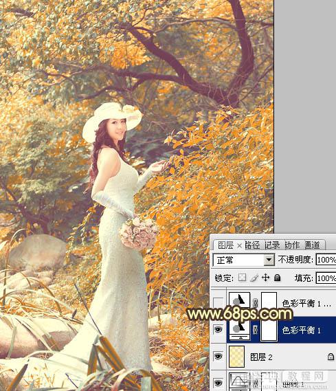 Photoshop为树林美女婚片增加漂亮的橙红色16