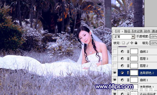 Photoshop将外景婚片调成斑斓的暗蓝色12