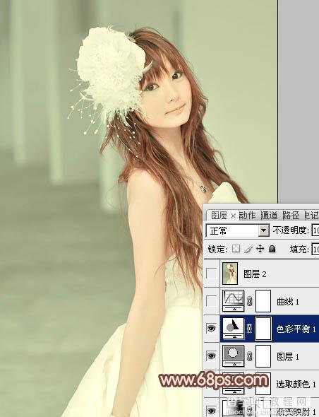 Photoshop将美女婚片调成柔美的淡褐色14