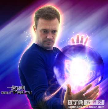 Photoshop为帅哥加上超炫的魔法能量水晶球31