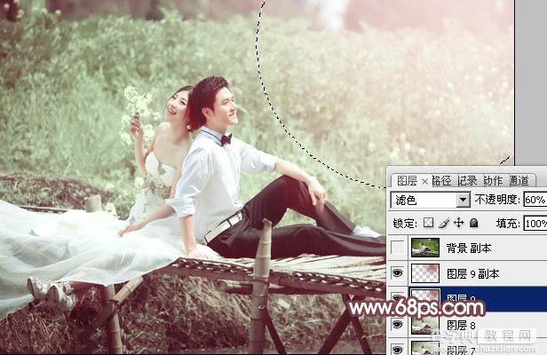 Photoshop将田园婚片打造出漂亮的淡绿色28