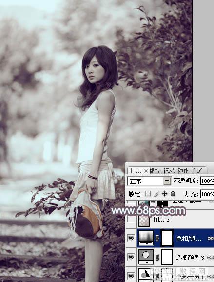 photoshop利用通道替换为外景美女增加韩系中性红灰色28