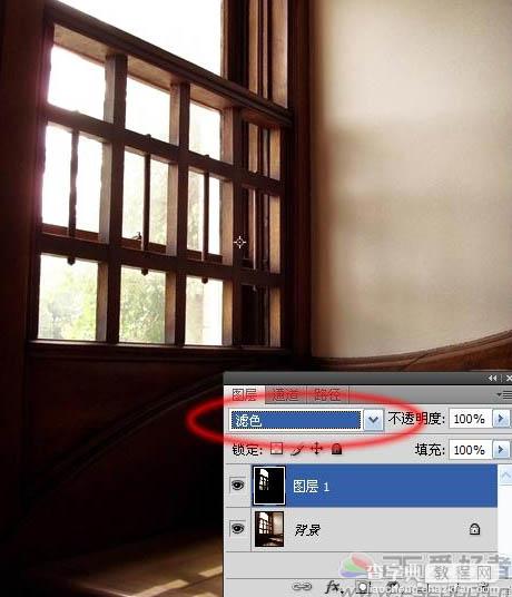 Photoshop 为窗户照片加上柔和的透射光线6