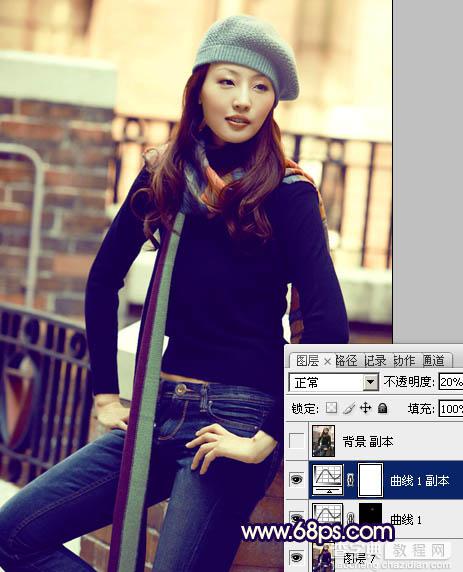 Photoshop将街道美女图片加上淡淡的舒适的暖色调效果26