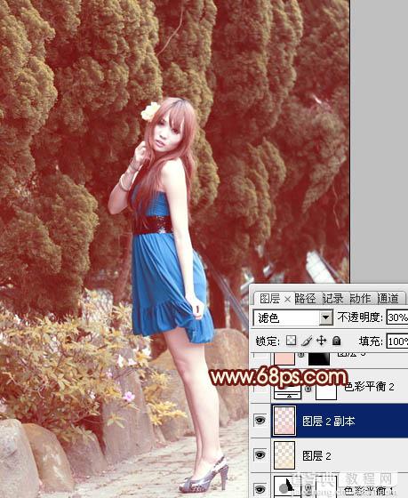 Photoshop为外景美女图片打造出暖暖的红褐色效果19