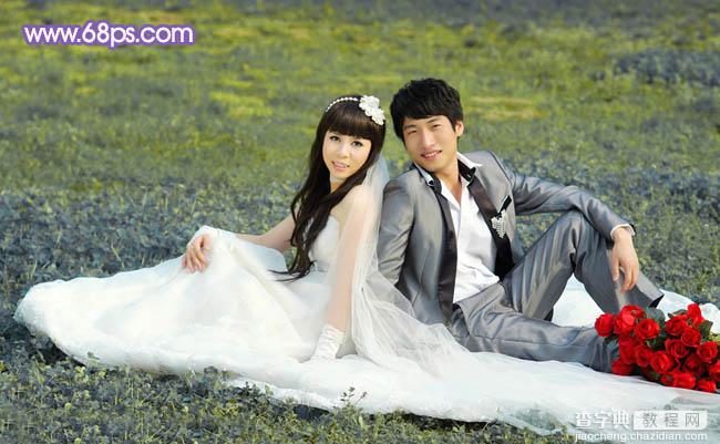 Photoshop将青绿的外景婚片调成柔美的淡紫色6