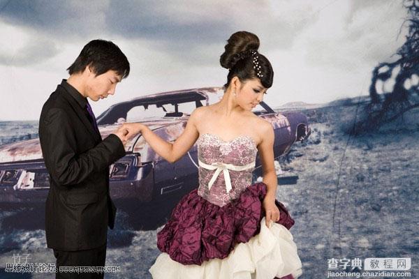Photoshop将外景婚片调制出清晰有韵味的古典中性色1