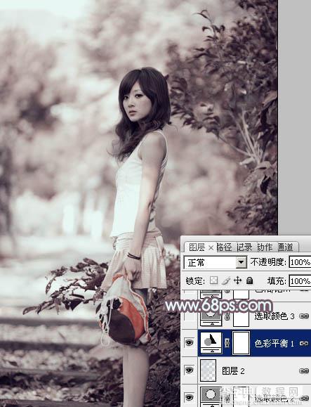 photoshop利用通道替换为外景美女增加韩系中性红灰色22