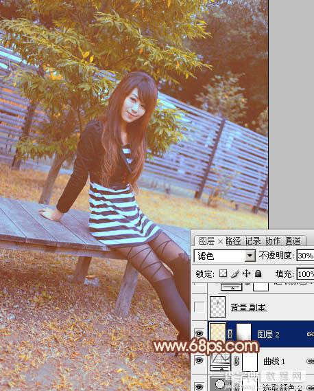 Photoshop为外景美女图片打造出朦胧的韩系暖调效果22