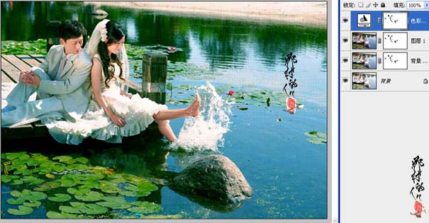 Photoshop 梦幻的翠绿色池景婚片6