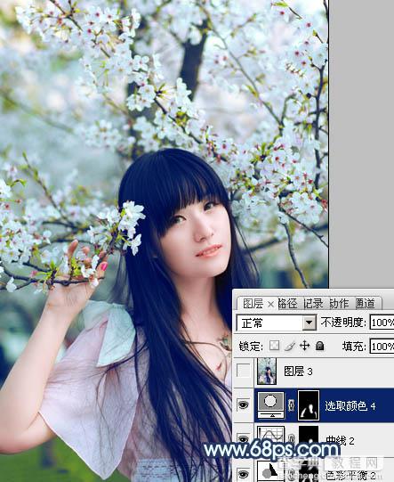 Photoshop为樱花中的美女图片增加粉嫩的蜜糖色27