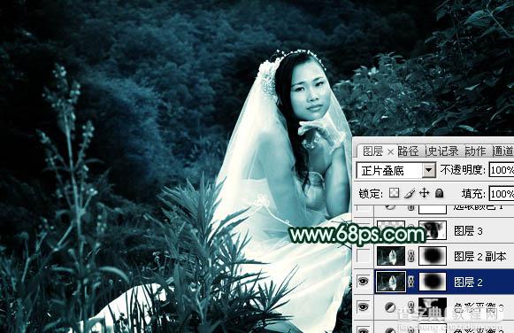 Photoshop将外景婚片打造出柔美的古典暗绿色效果11