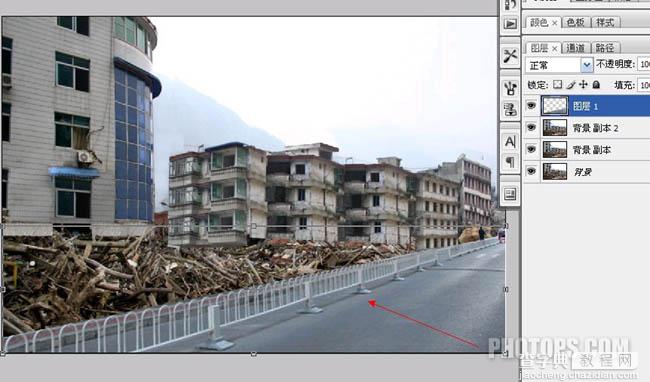 Photoshop 让地震后的废墟再现辉煌的处理8