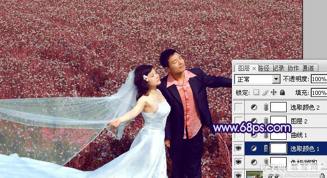 Photoshop将草地婚片调制出柔美的蓝紫色11