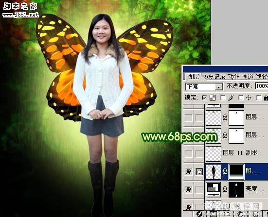 Photoshop 漂亮的绿色蝴蝶仙子17