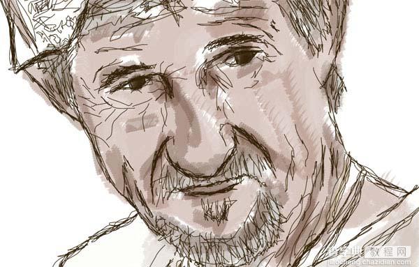 Photoshop 真人转成逼真的水彩素描画12