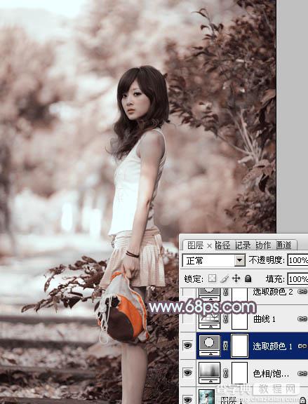 photoshop利用通道替换为外景美女增加韩系中性红灰色10