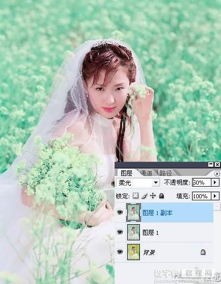 photoshop Lab模式下快速调出清爽的青色婚片5