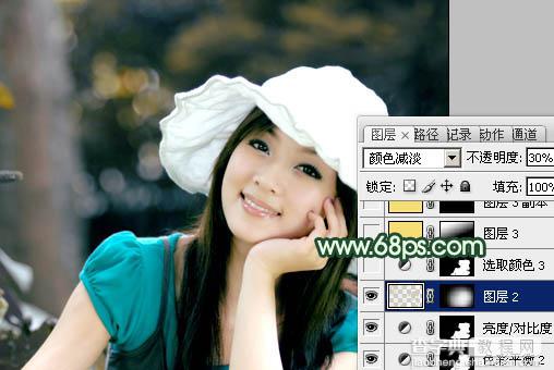 Photoshop将美女图片打造出柔美的韩系青黄色22