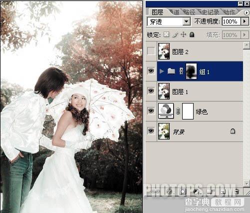 Photoshop 外景婚片唯美的淡红色8