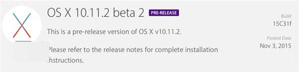 苹果发布OS X 10.11.2 El Capitan第二个开发者测试版1