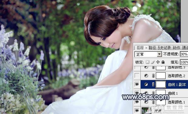 Photoshop为甜美的美女婚片打造出暗调蓝褐色效果12
