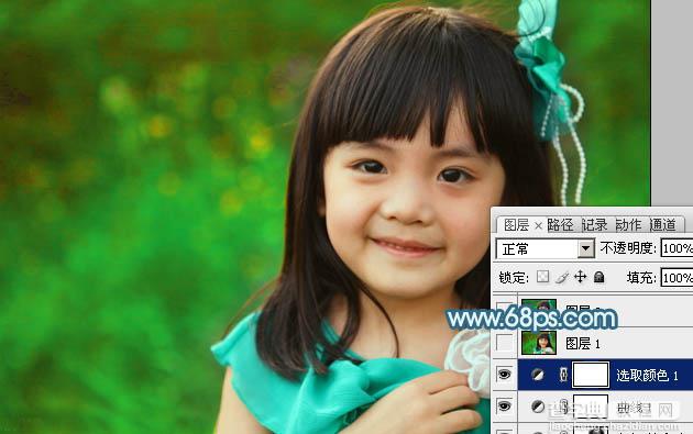 Photoshop为小女孩图片增加上甜美的青红色效果13