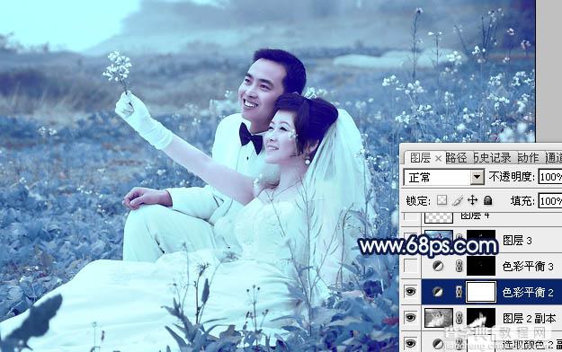 Photoshop为外景婚片打造出梦幻的蓝青色效果24