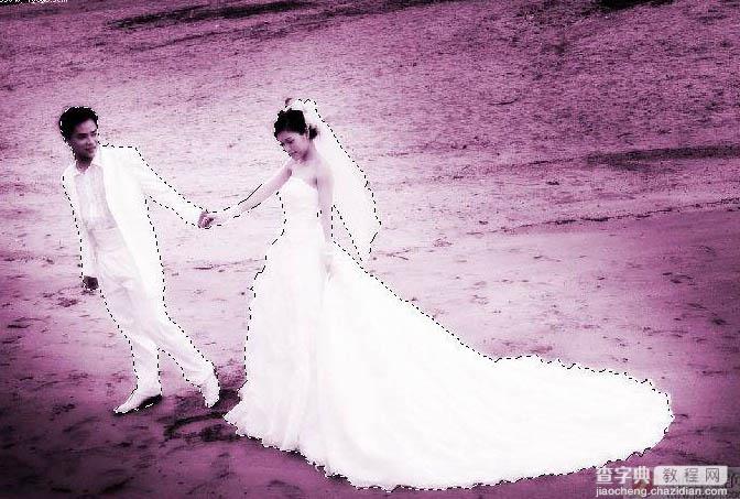 Photoshop将海滩婚片调出绚丽梦幻的紫色23