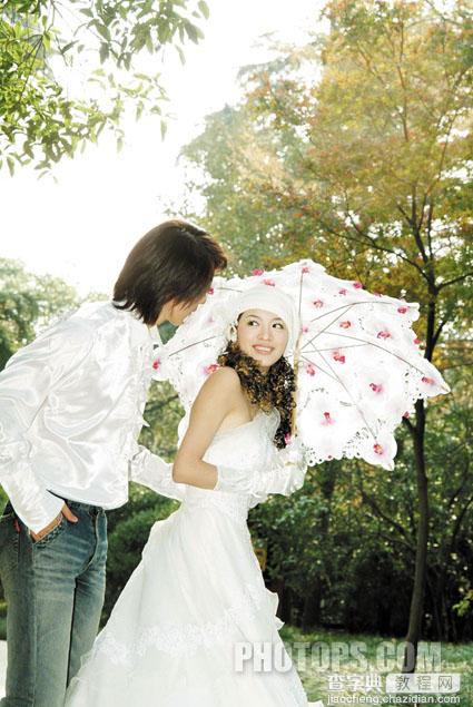 Photoshop 外景婚片唯美的淡红色1