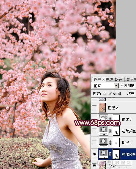 Photoshop将春季外景图片调成柔美的粉红色5