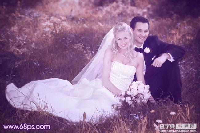 Photoshop将外景婚片调成淡淡的紫红色2