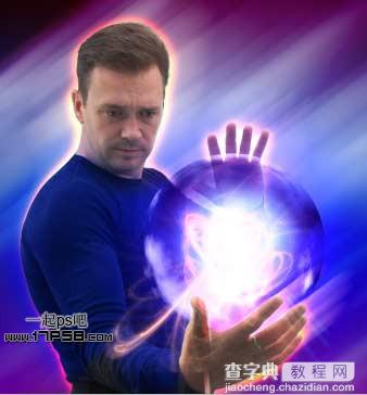 Photoshop为帅哥加上超炫的魔法能量水晶球25