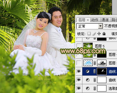 Photoshop将外景婚片调出清爽的甜美色12