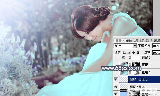 Photoshop为甜美的美女婚片打造出暗调蓝褐色效果29