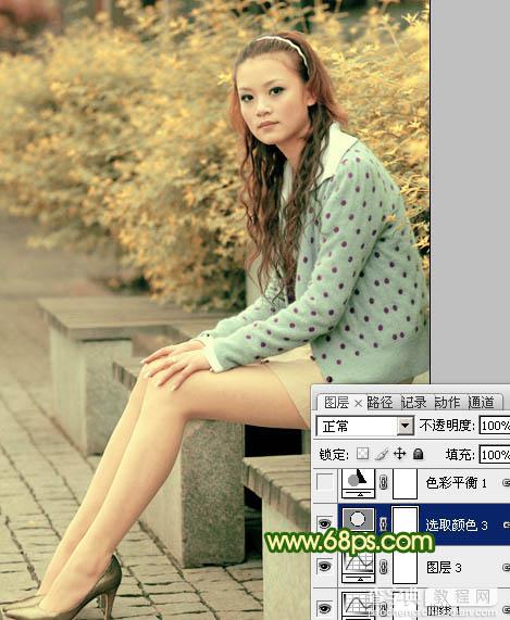 Photoshop将外景美女图片调制出温暖的橙绿色20