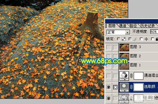 Photoshop 一幅橙黄的落叶图7