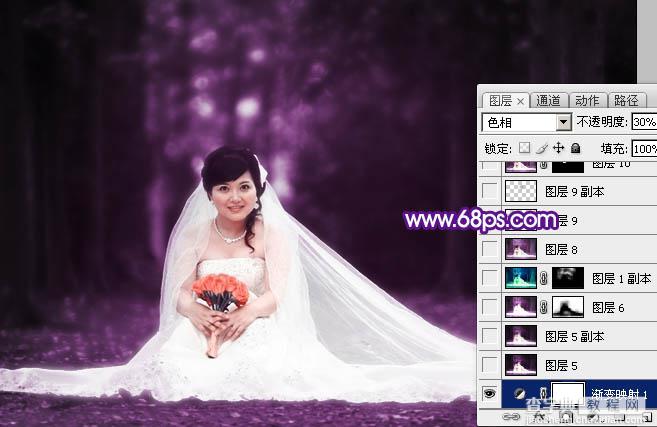Photoshop图片处理教程之打造超梦幻的紫色婚片14