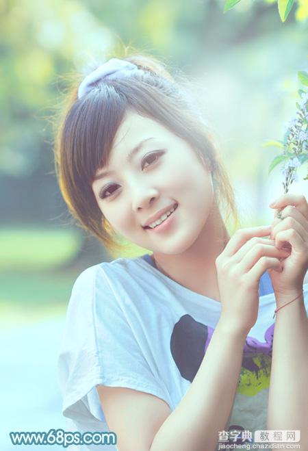 Photoshop为外景美女图片调制出清爽甜美的淡调青蓝色2