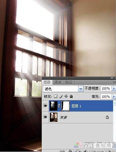 Photoshop 为窗户照片加上柔和的透射光线11